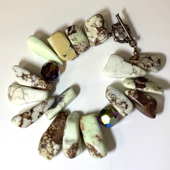 Bracelet, tags link, natural stone, quartz.